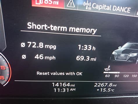 72.8mpg from a 2.0 diesel A4. quite surprising seeing as I was doing 75