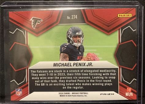 Panini Mosaic Michael Penix Jr Camo Red Mosaic Nfl Debut Rc