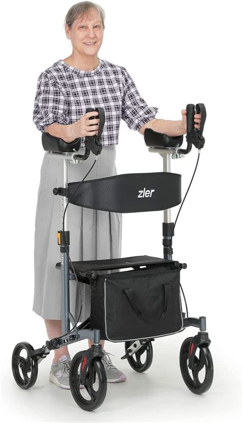 Zler Upright Walker for Seniors, Stand up Rollator Walker with Big ...