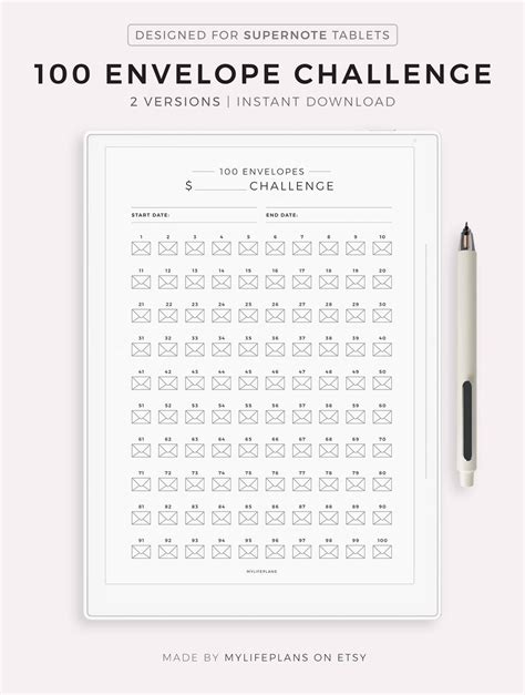 100 Envelope Challenge Money Saving Challenge Savings Trackers