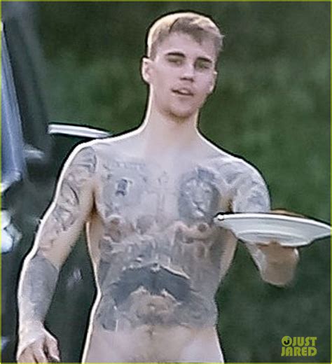 Justin Bieber Goes Shirtless In Low Hanging Shorts While Bringing A