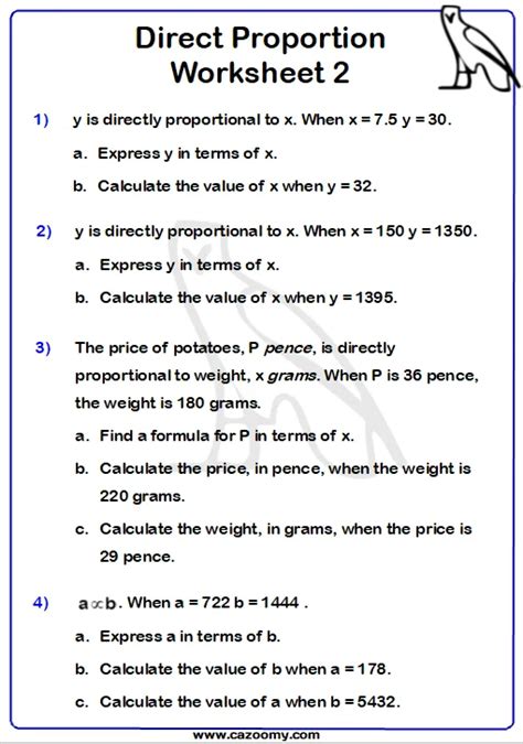 Proportion Problems Worksheets