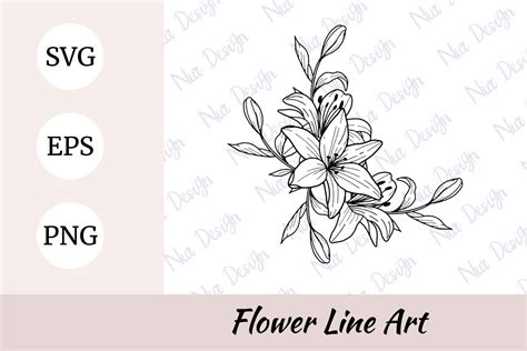 Lily Flower Lineart Bouquet Svg Graphic By Nurdesign99 · Creative Fabrica