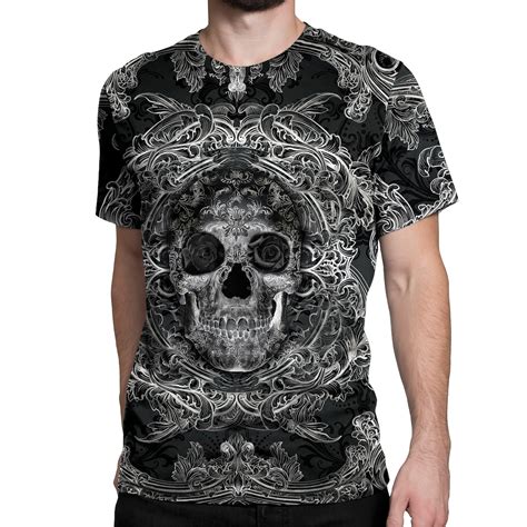 Black Skull T Shirt Macabre And Horror All Over Graphic Tee From Abysm