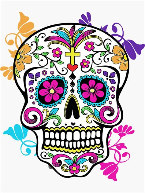 Dia De Los Muertos Sugar Skull Tee Sticker For Sale By