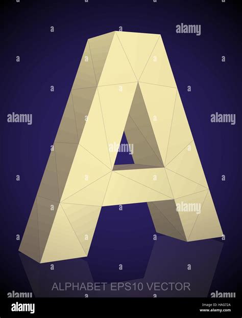 Abstract Yellow D Polygonal Uppercase Letter A With Reflection Low