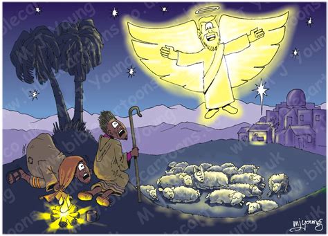 Bible Cartoons Luke 02 Nativity Set01 Scene 04 Shepherds And Angel