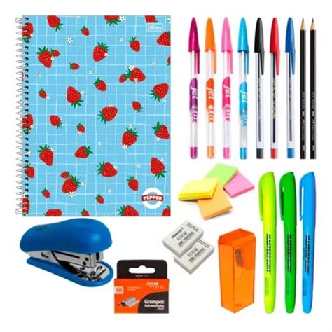 Kit Material Escolar Feminino Combo Faculdade