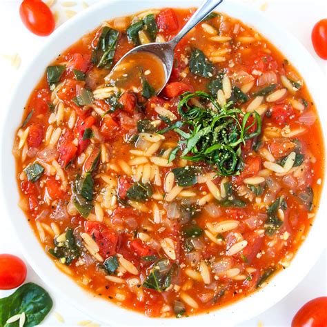 Tomato Orzo Soup With Spinach Easy The Garden Grazer