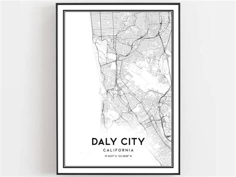 Daly City Map Print Daly City Map Poster Wall Art Ca City - Etsy