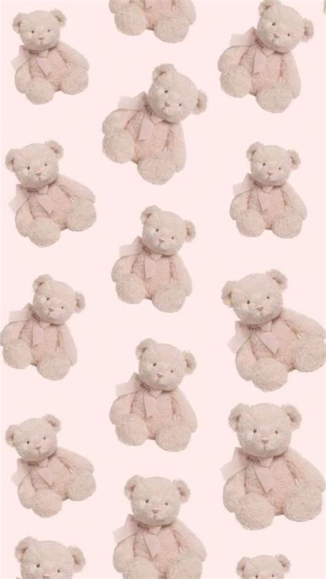 Coquette Aesthetic Wallpaper Cute Teddy Bear Vintage Flowers Wallpaper