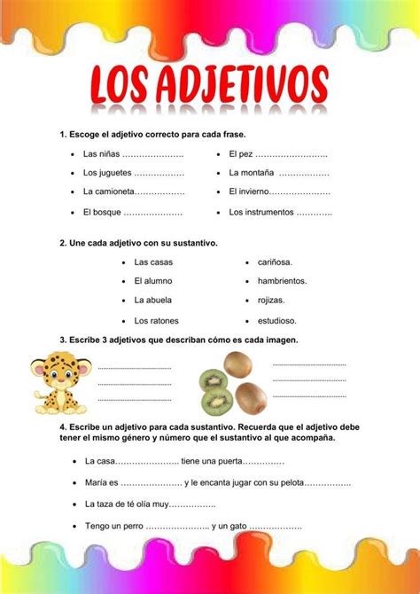 El Adjetivo Worksheet For Primaria Secundaria Artofit