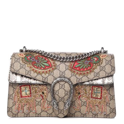 GUCCI GG Supreme Monogram Elaphe Elephant Embroidered Small Dionysus