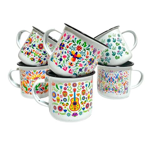 6 Mini Tazas 6oz Peltre Tenangos Diseño Mexicanos Mx