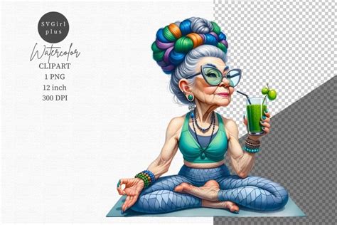 Funny clipart, Elderly woman clipart, Yoga (3287197)