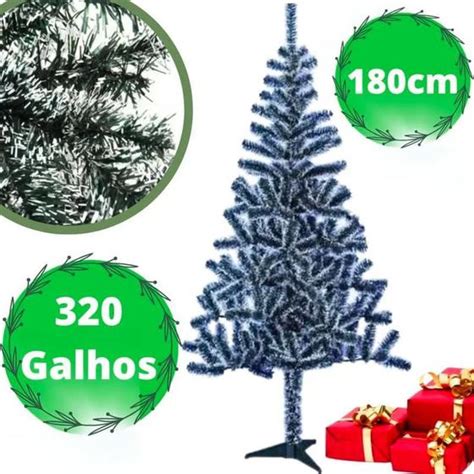 Árvore De Natal Pinheiro Nevada Cheia 320 Galhos Base Neve 180cm Barata