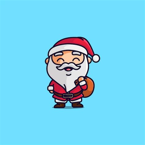 Premium Vector Simple And Cute Cartoon Santa Claus Happy Smiling