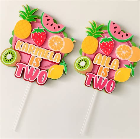 Two Tti Frutti Birthday Cake Topper Tutti Frutti Cake Topper Tropical