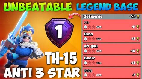 EXCLUSIVE STRONG 6200 Trophy Base TH15 Legend League War Base With