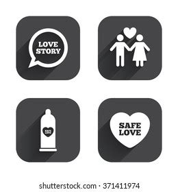 Condom Safe Sex Icons Lovers Couple Stock Vector Royalty Free