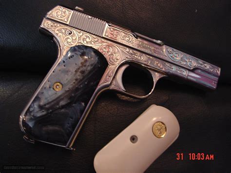 Colt 190332calhammerlessmaster Engraved And Refinished Bright Nickel By Sleisblack Pearlite