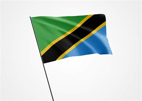 Tanzania flag flying high in the isolated background. December 09