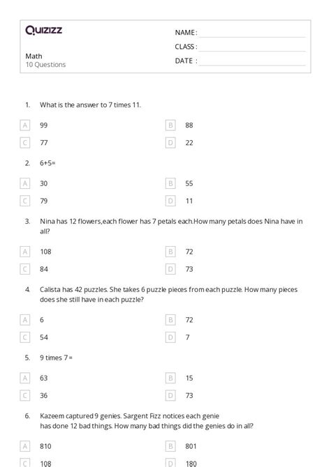 Math Puzzles Worksheets For Th Class On Quizizz Free Printable