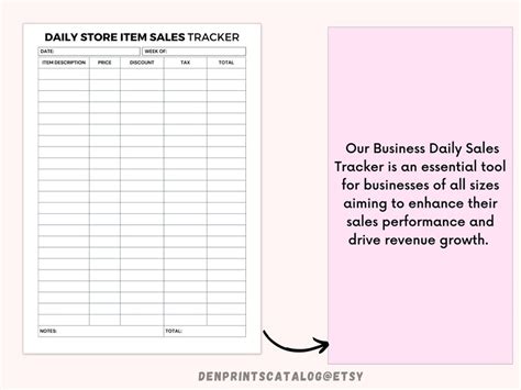 Daily Store Item Sales Tracker Sales Tracker Printable Print And Write Sales Log Printable