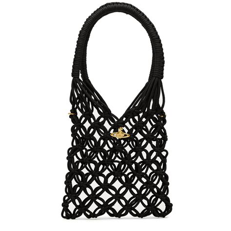 Vivienne Westwood Large Macramé Shoulder Bag Black Editorialist