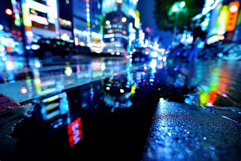 Mojado agua noche la ciudad luces lluvia calle Japón Tokio