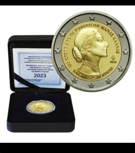 2 EURO PROOF Coincard Grecia 2023 Greece Maria Callas Prevendita EUR