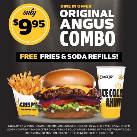 DEAL Carl S Jr 9 95 Original Angus Combo With Free Fries Drink