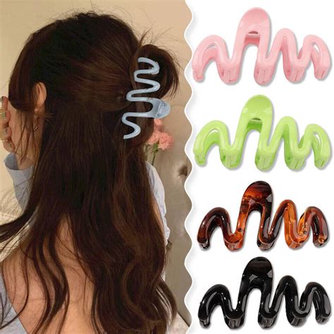 Dopamine Color Wave Line Hair Clip Wavy Hair Claw Irregular Grab Clip