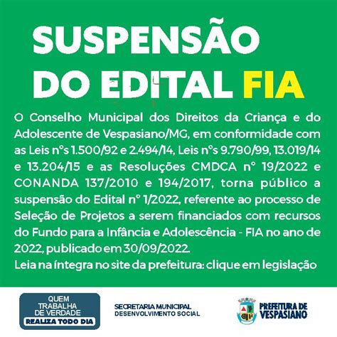 Suspensão de Edital Prefeitura Municipal de Vespasiano