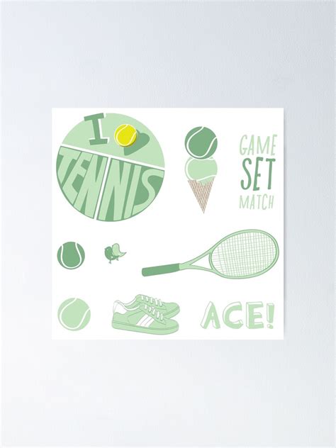 Light Green Retro Tennis Sticker Pack Poster By The Goods Redbubble