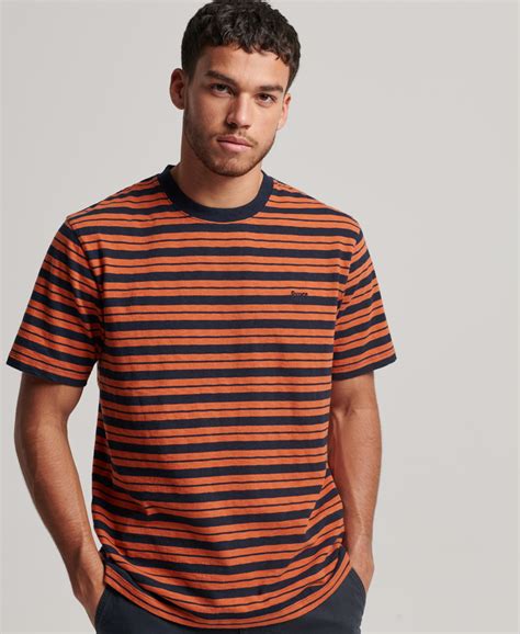 Organic Cotton Vintage Textured Stripe T Shirt Superdry