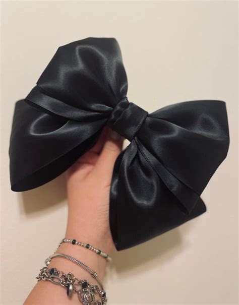 Black Large Satin Bow Clip Oversized Bow Hair Bow Barrette Clip Etsy