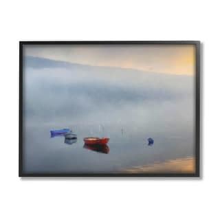 Stupell Misty Lake Canoes Fog Scene Framed Giclee Art By Kim Curinga