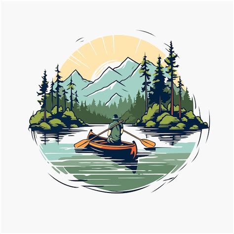 Kayak En El Lago En Las Monta As Ilustraci N Vectorial De Un Hombre En