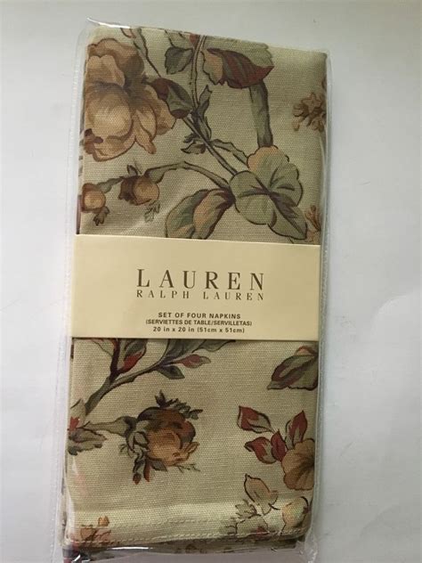 Ralph Lauren New Grace Floral Gold Napkins Set Of Cotton X