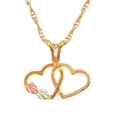 Black Hills Gold Heart Pendant with Double Hearts - G L03101