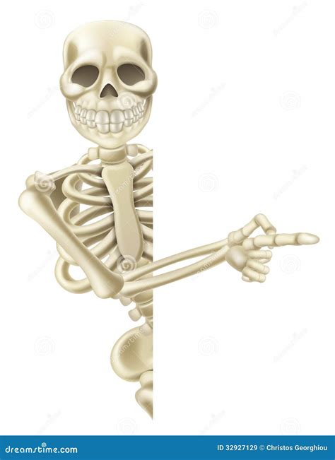 Pointing Cartoon Halloween Skeleton Royalty Free Stock Images Image