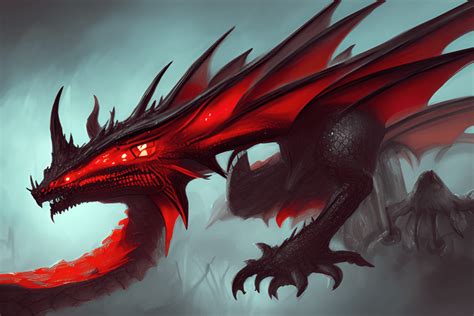 Cute Tiny Black Wyvern Dragon With Red Accents Sleeping In Dungeons