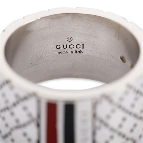 Gucci Enamel Diamantissima Wide Ring Oliver Jewellery