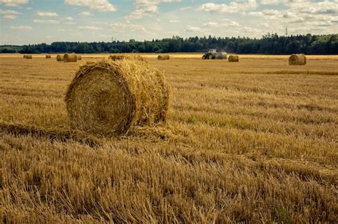 Premium Photo | Tractors working on a farm field agricultural machines ...