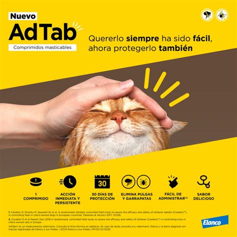 3 Comprimidos Masticables Antiparasitarios Adtab Para Gato Petsfarma