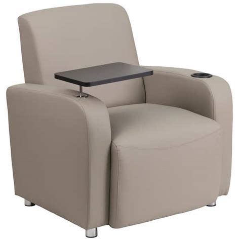 Flash Furniture Gray George Leather Soft Guest Chair With Tablet Arm