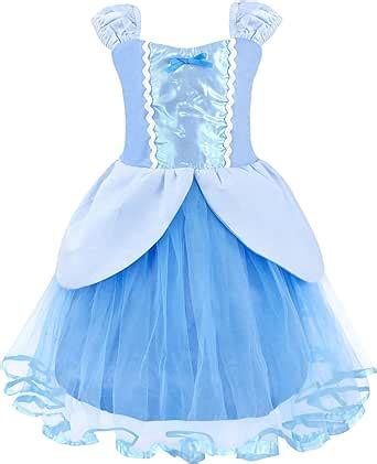 AmzBarley Robe Princesse Cendrillon Déguisement Fille Enfant Costume