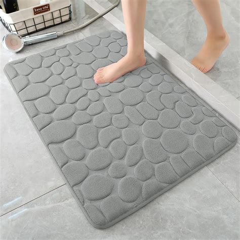 Yihouse Memory Foam Bath Mat Cobblestone Bathroom Rug Non Slip Washable