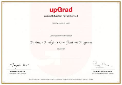 Business Analytics Online Certification Training Programme Upgrad